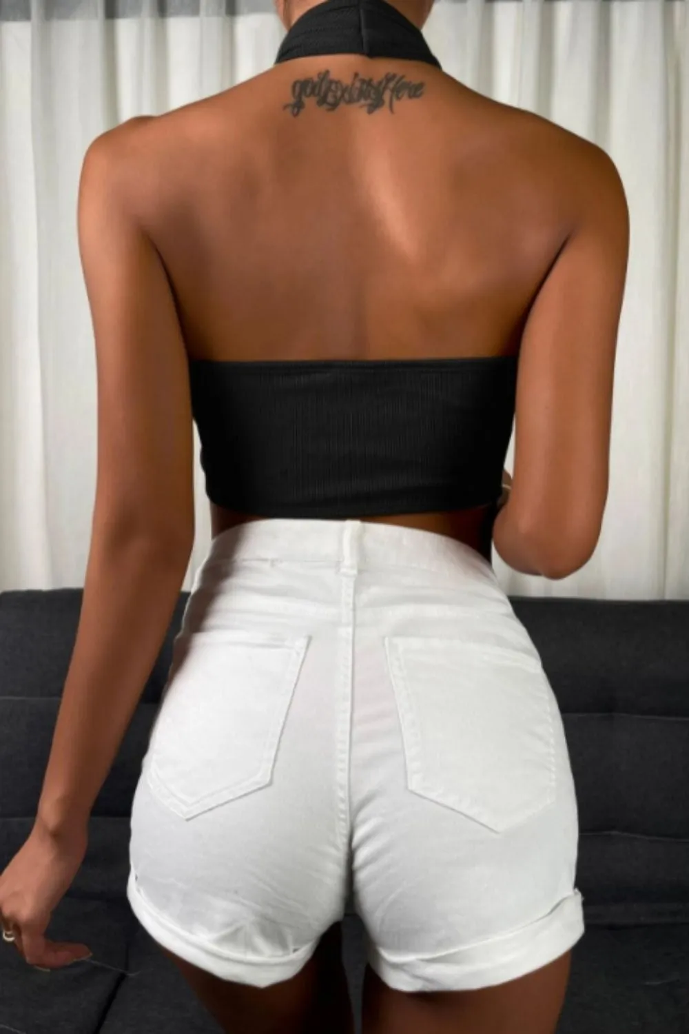 Backless Cross Over Black Top