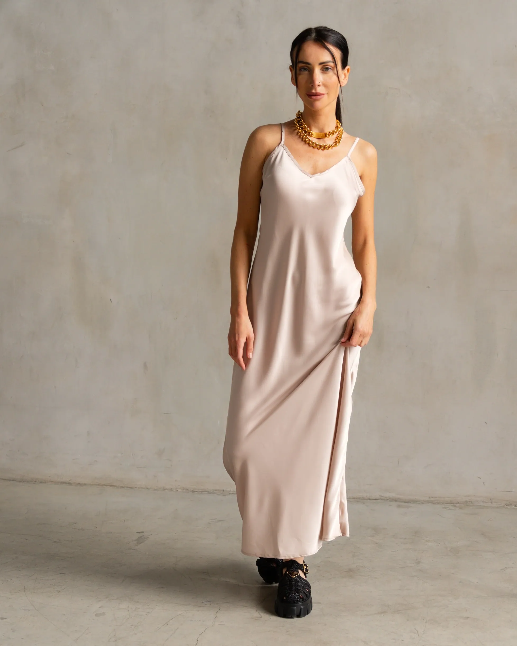 Basic Lennon Zipslip™️ Dress Champagne