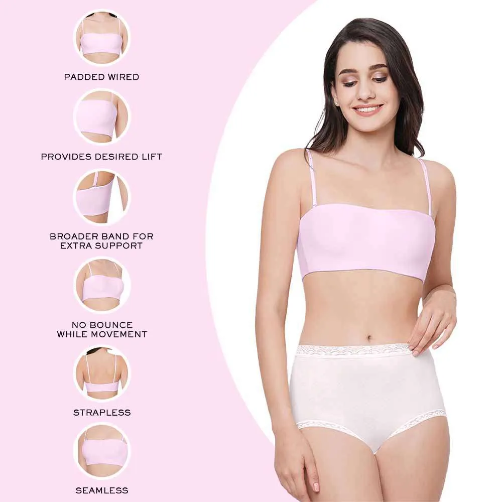 Basic Mold Padded Wired Half Cup Strapless Bandeau T-Shirt Bra - Mauve