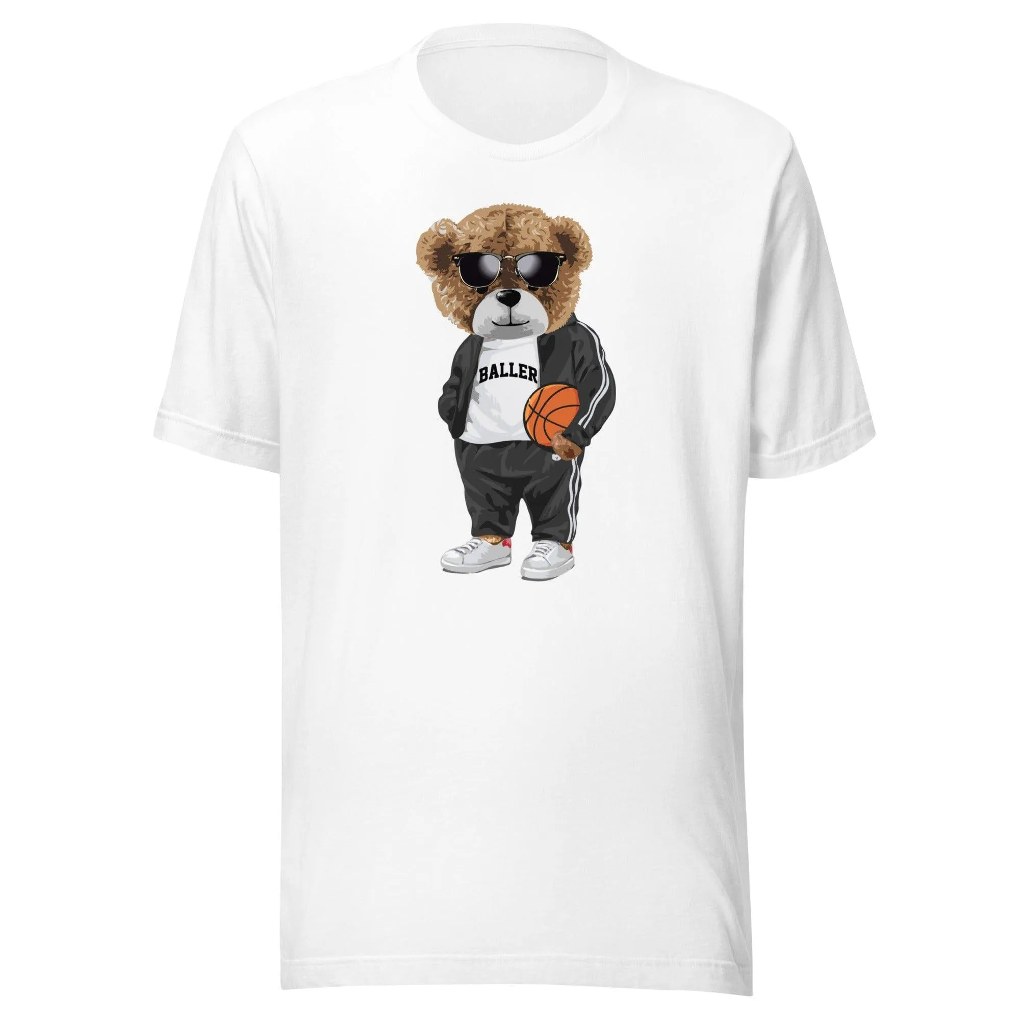 Basketball T-shirt Ball Handeling Teddy In Baller Shirt DTG Printed Unisex Top