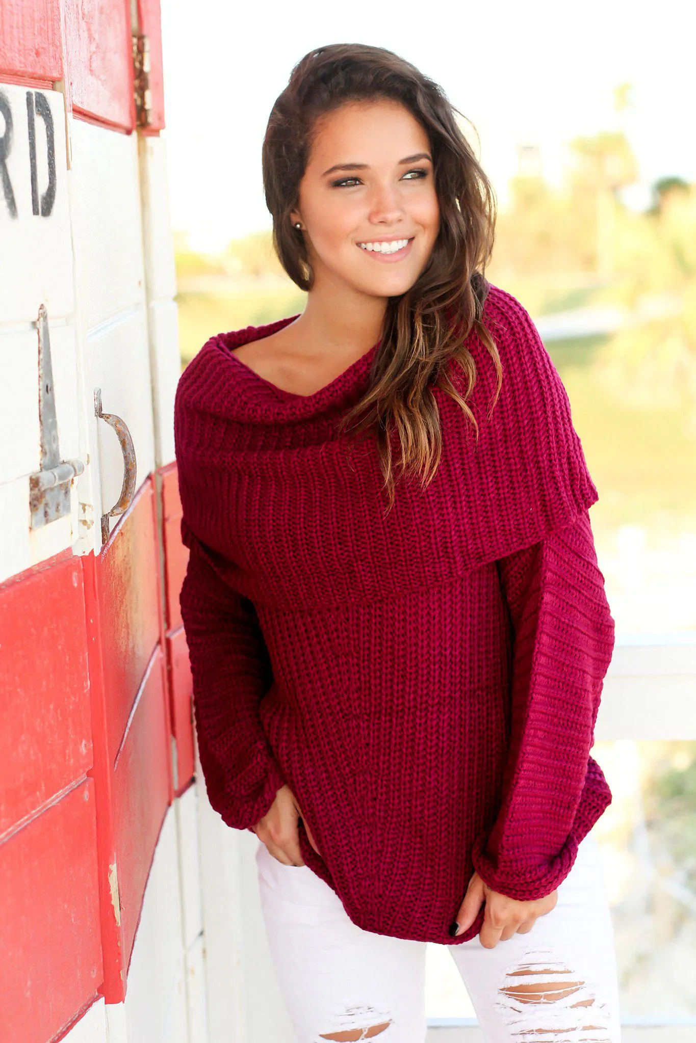 Berry Knit Oversized Sweater