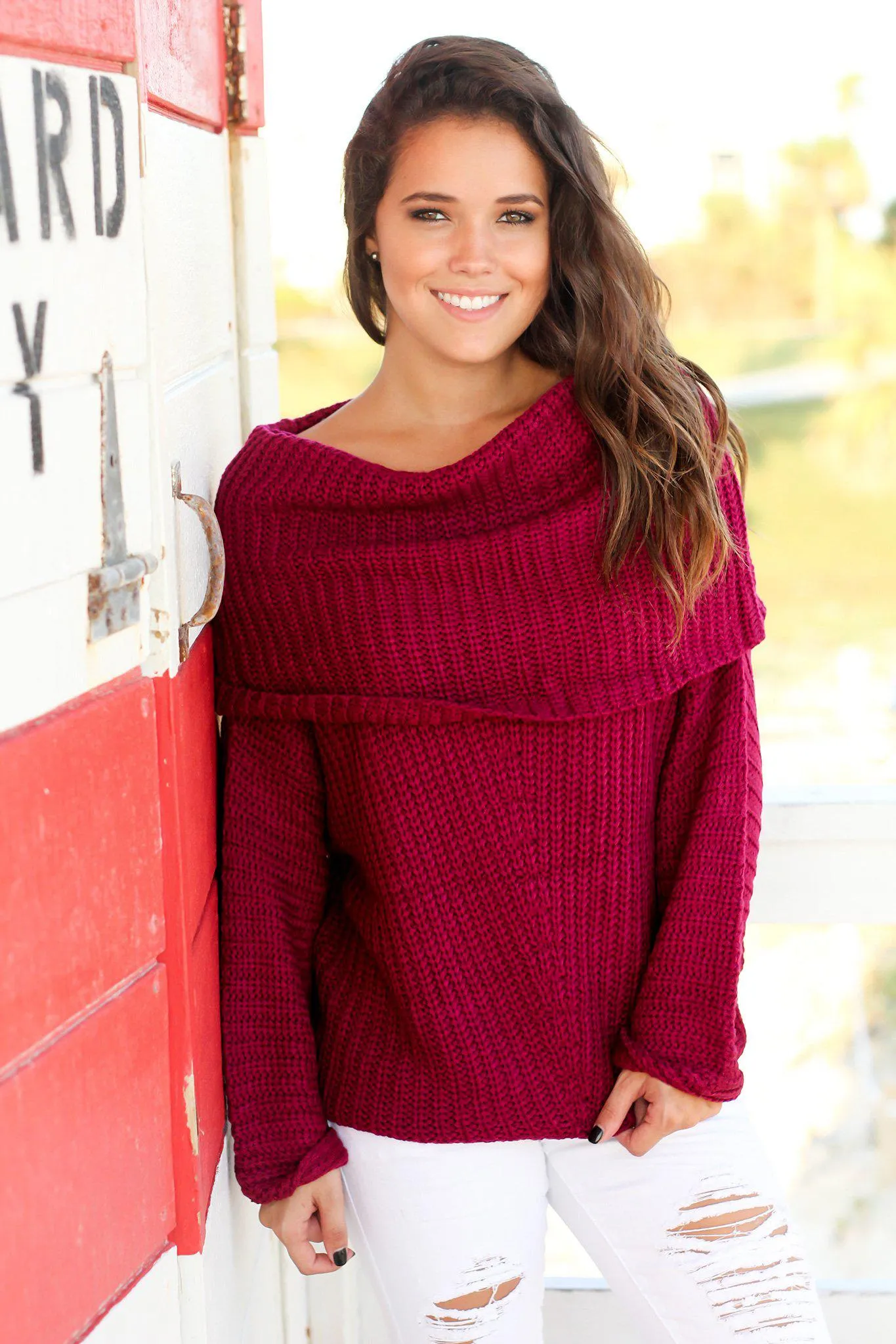 Berry Knit Oversized Sweater
