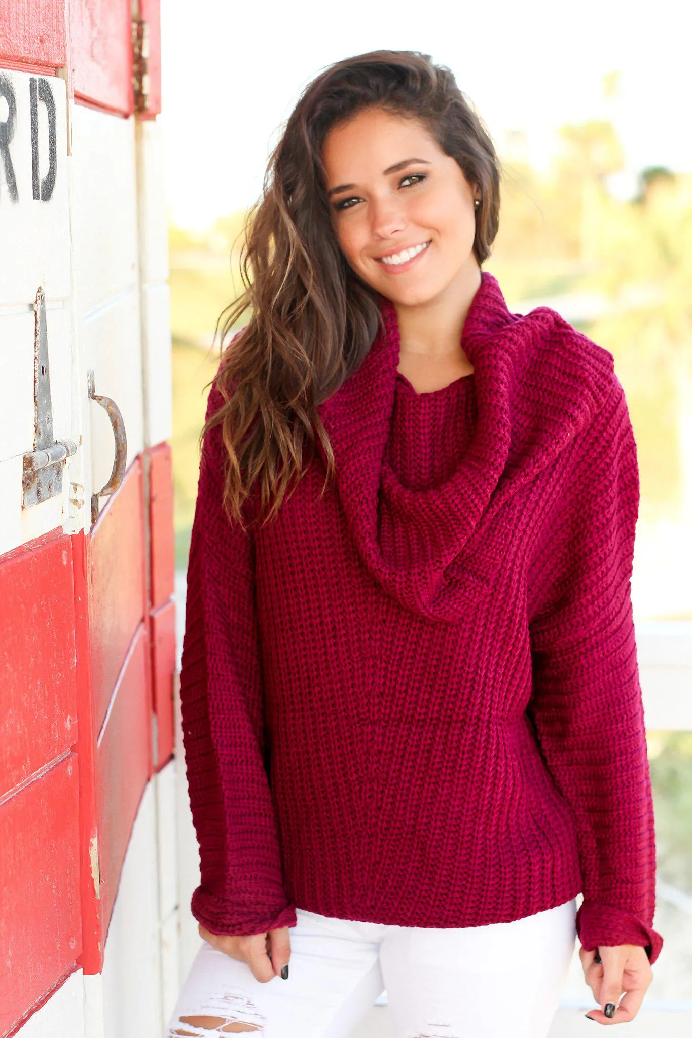 Berry Knit Oversized Sweater