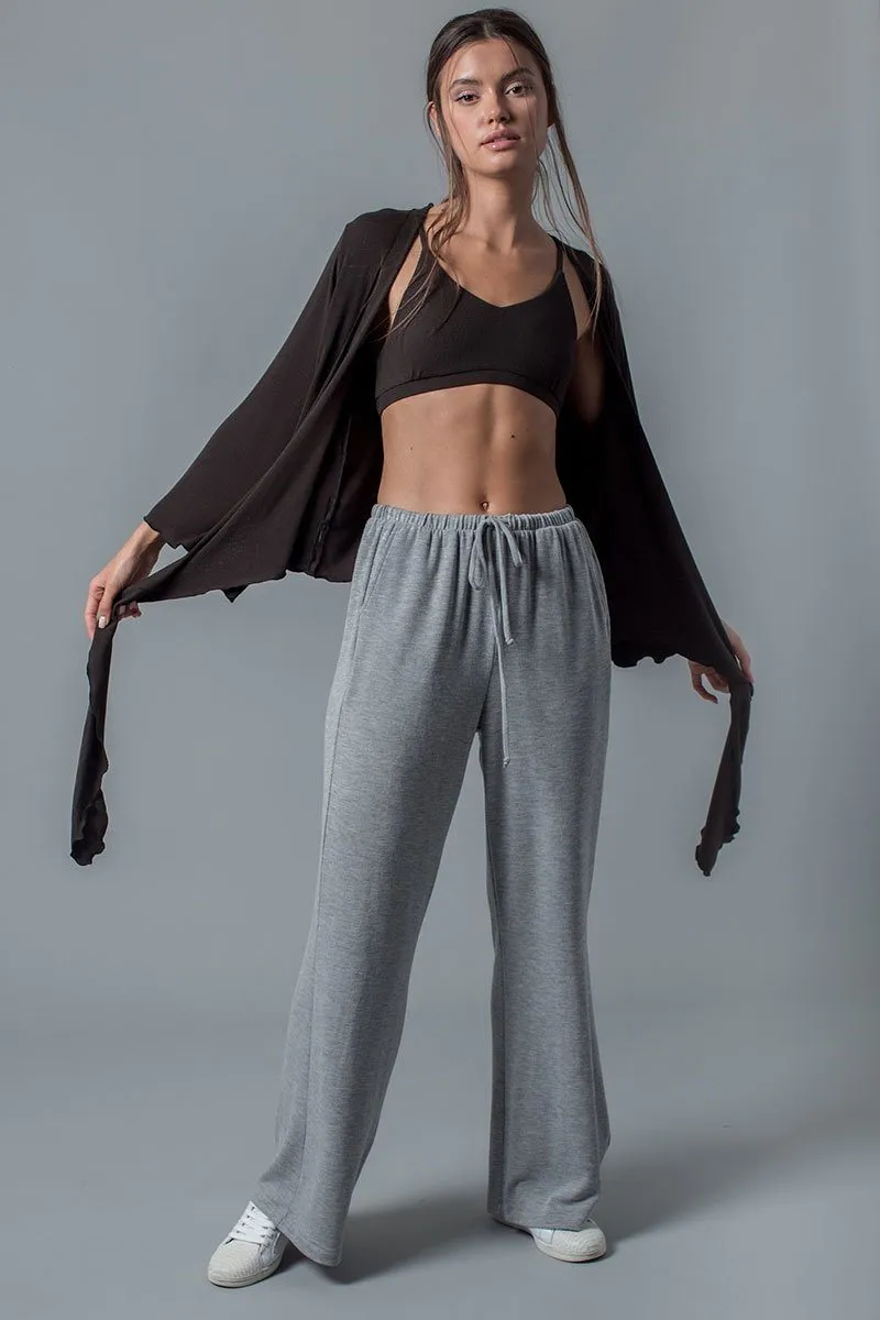 Black Bell Sleeve Casual Tie Back Top