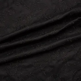 Black Floral Embroidered Wool Coating
