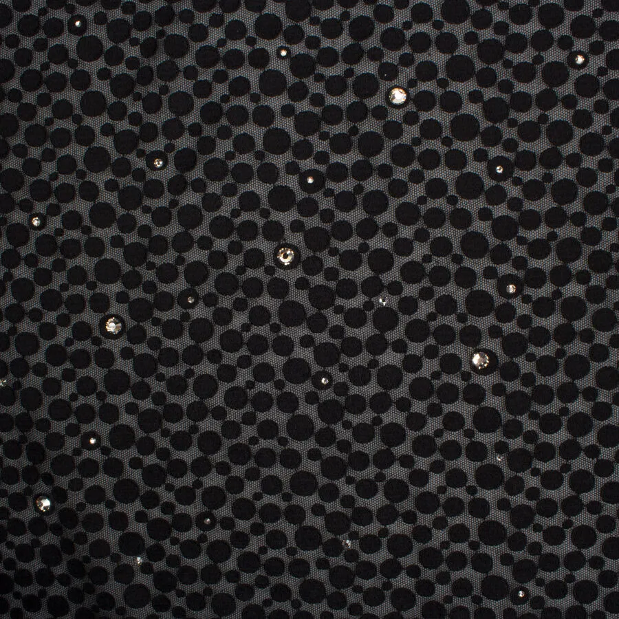 Black Swarovski Stone Embroidered Tulle