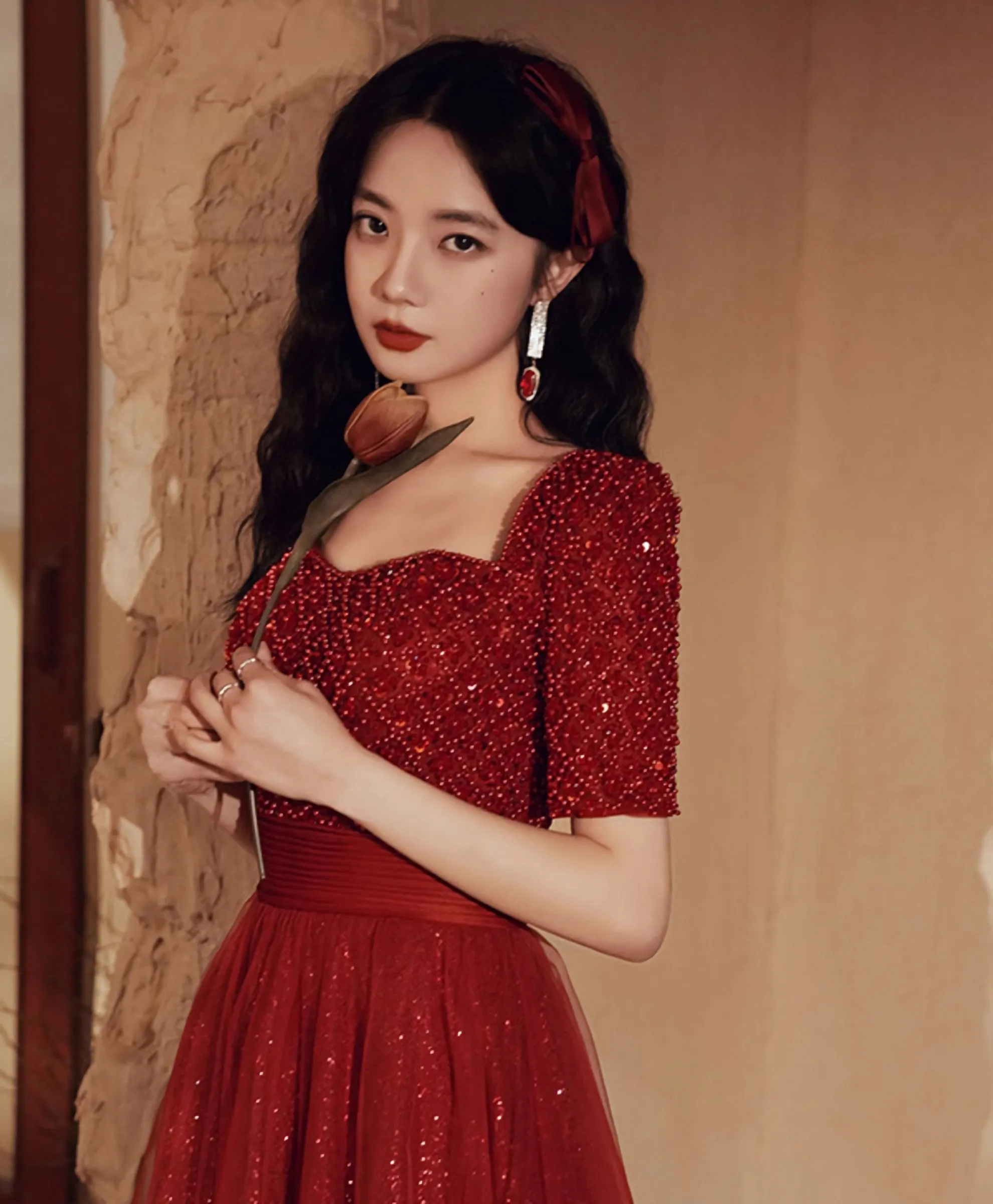 Burgundy Tulle Beds Long Prom Dress Burgundy Tulle Formal Dress