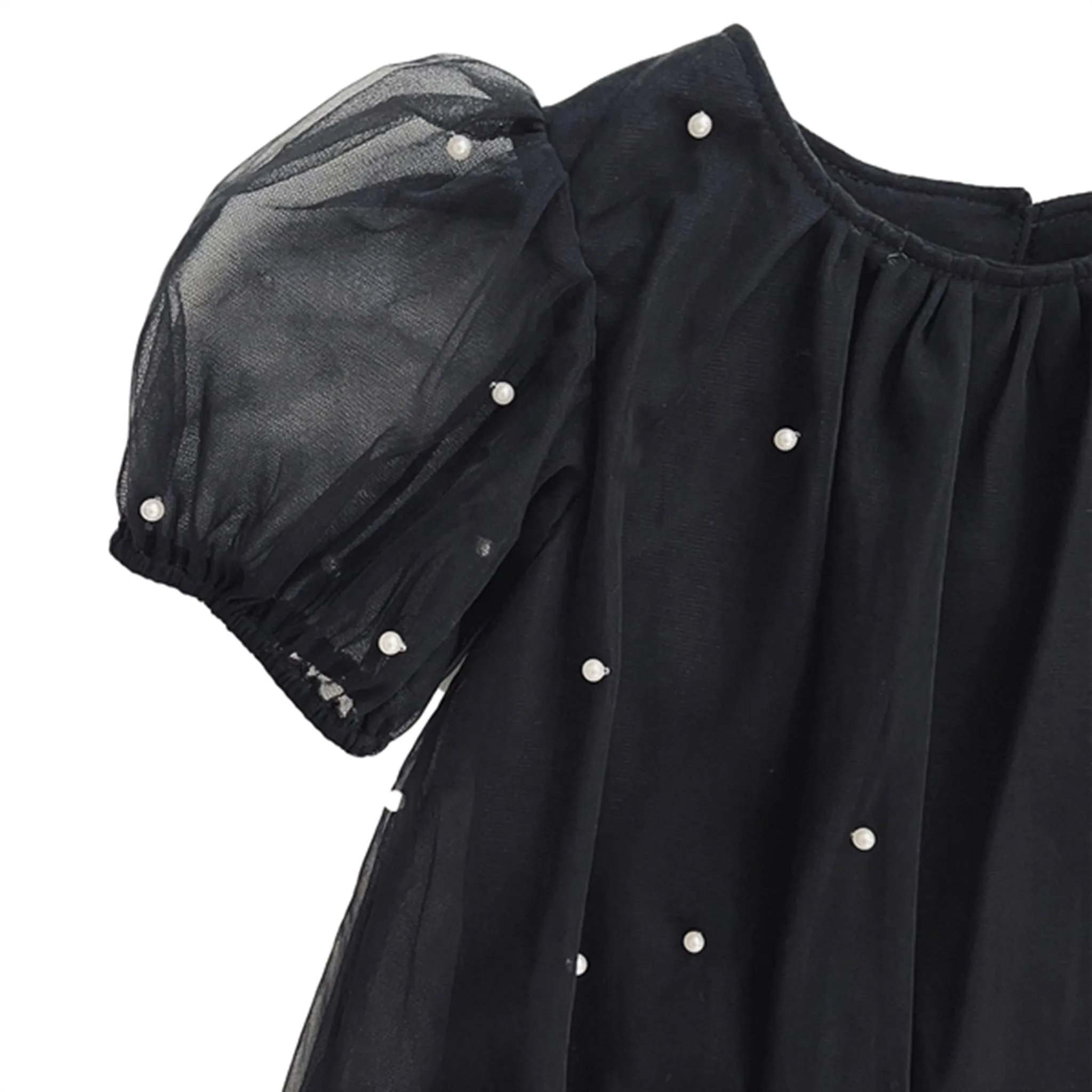 Dolly by Le Petit Tom Pearl Tulle Puff Aline Dress Black