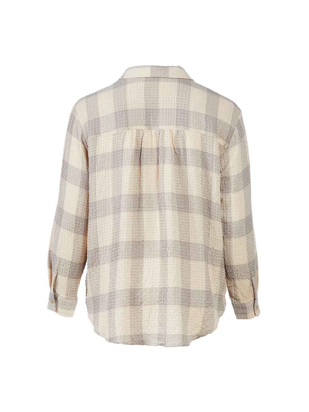 Grey Plaid Button Front Top