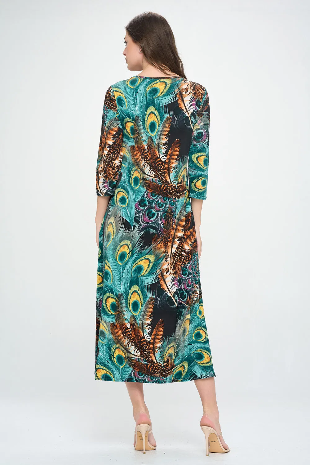 HIT V-Neck Long Dress W/Pocket-7085HT-QRP1-K-W367