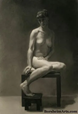 Ilaria ~ Original Classical Study Charcoal Drawing of Nude Woman