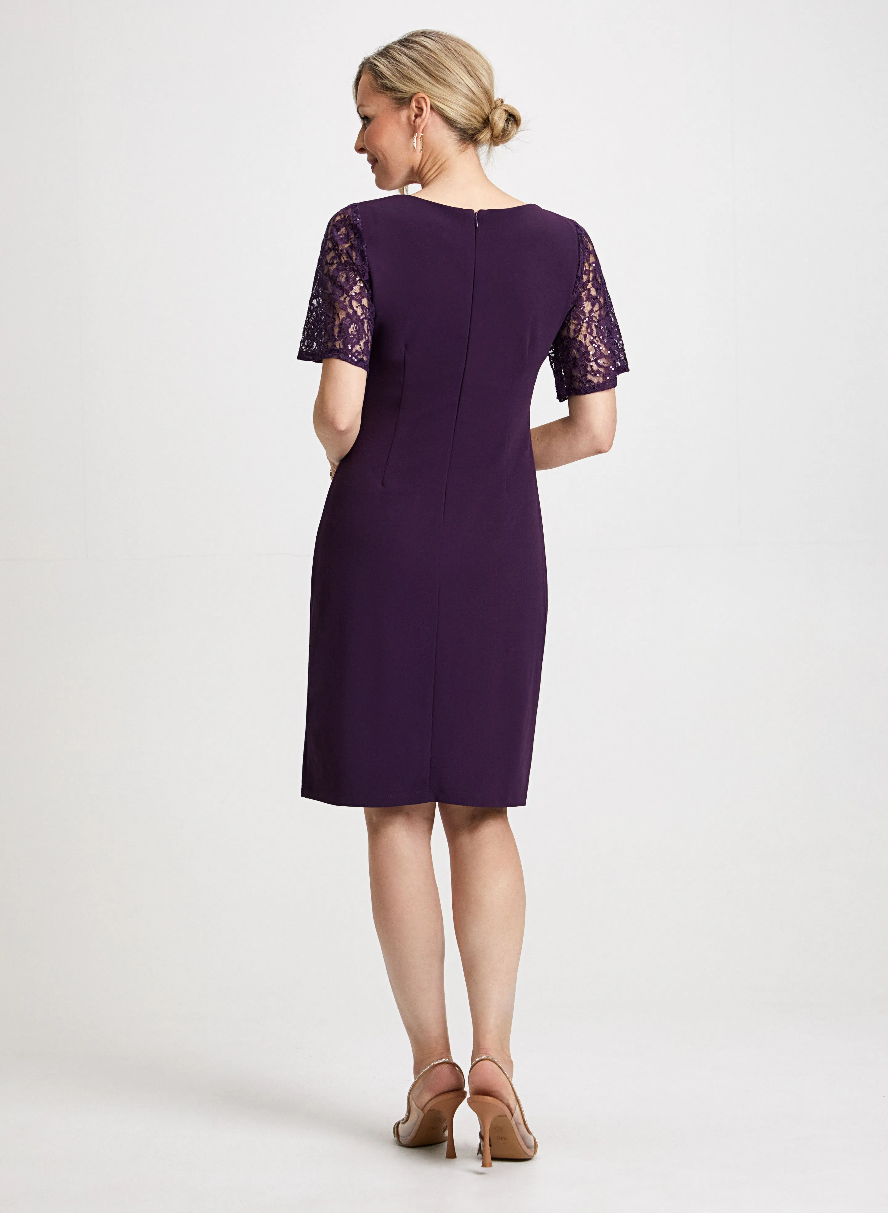 Illusion Neck Sequin Detail Dress