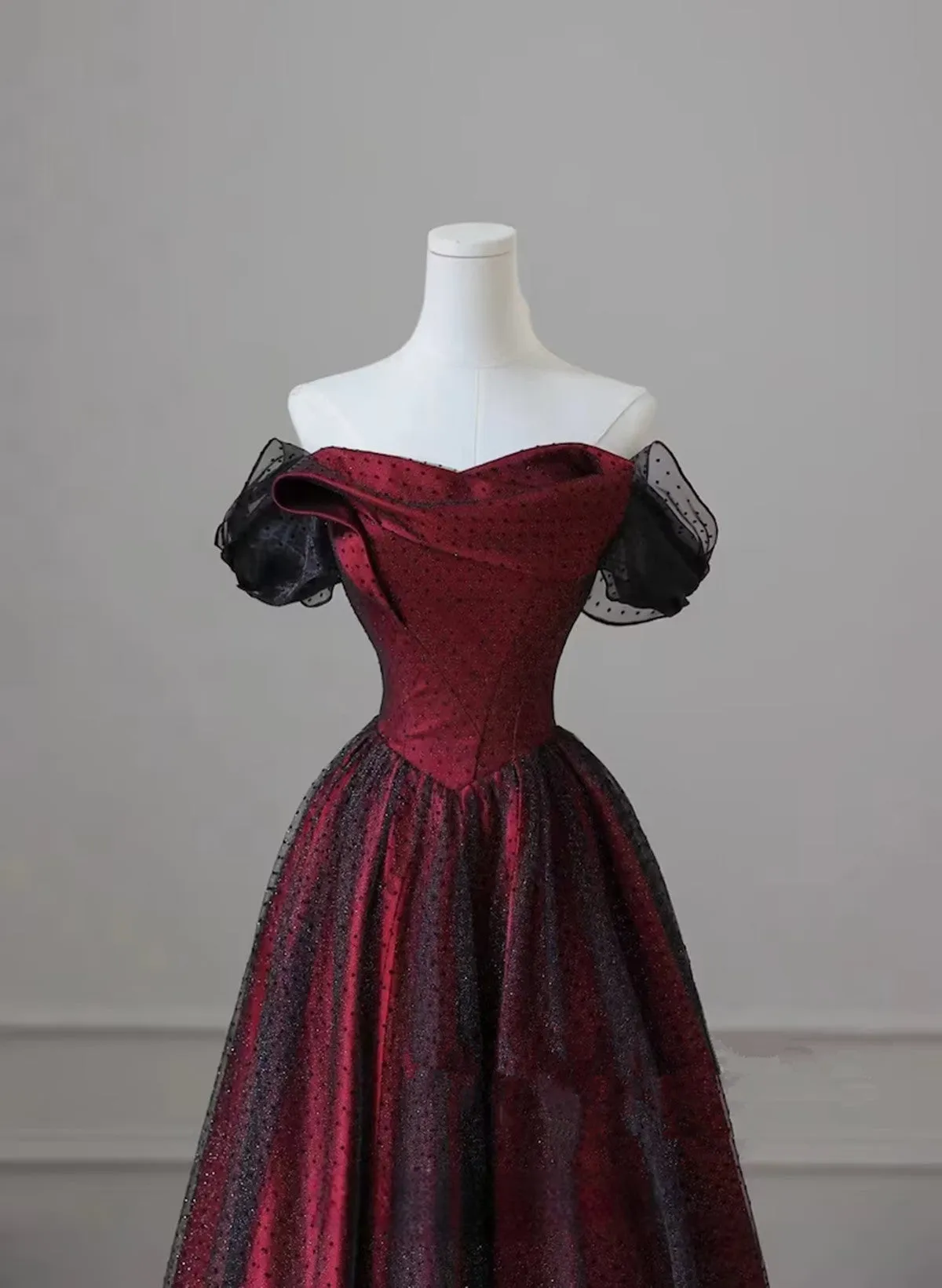 kamahe Long Party Dress, Off Shoulder Tulle A-Line Prom Dress