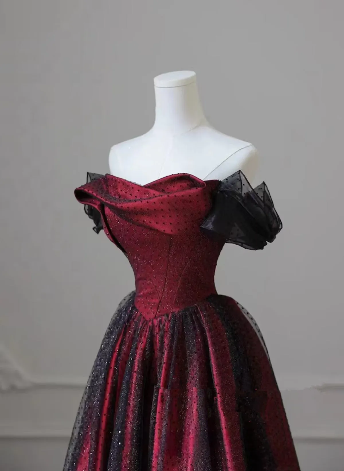 kamahe Long Party Dress, Off Shoulder Tulle A-Line Prom Dress
