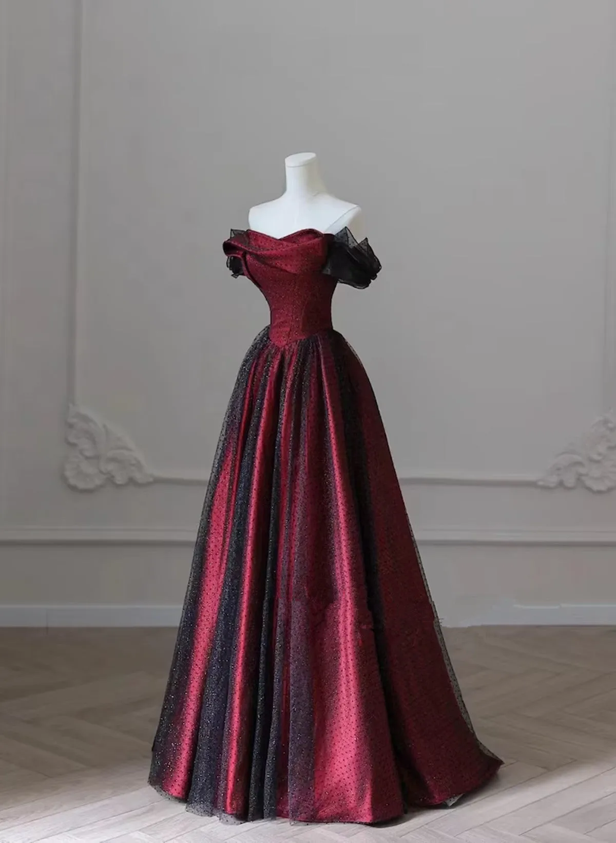 kamahe Long Party Dress, Off Shoulder Tulle A-Line Prom Dress