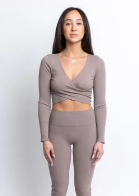 Laguna Long Sleeve Wrap Top Toast