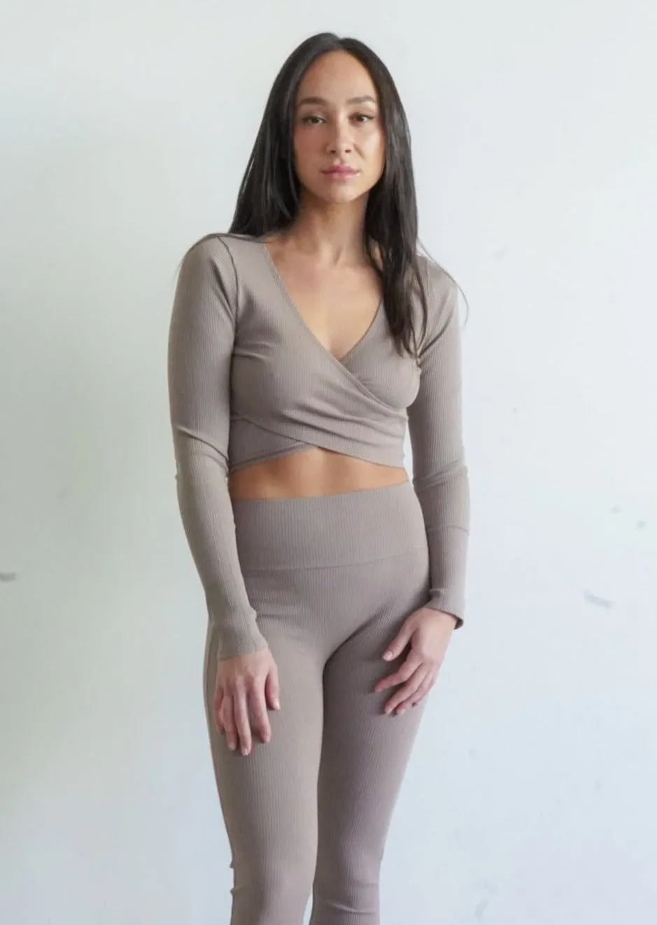 Laguna Long Sleeve Wrap Top Toast