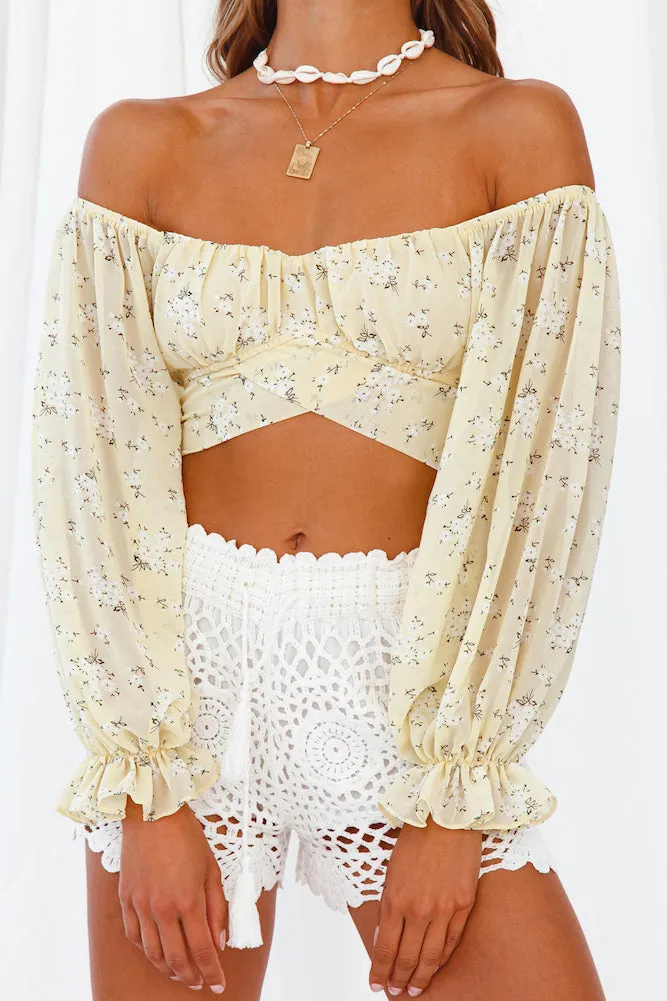 Leave Footprints Crop Top Yellow