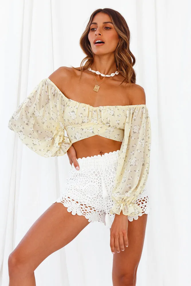 Leave Footprints Crop Top Yellow