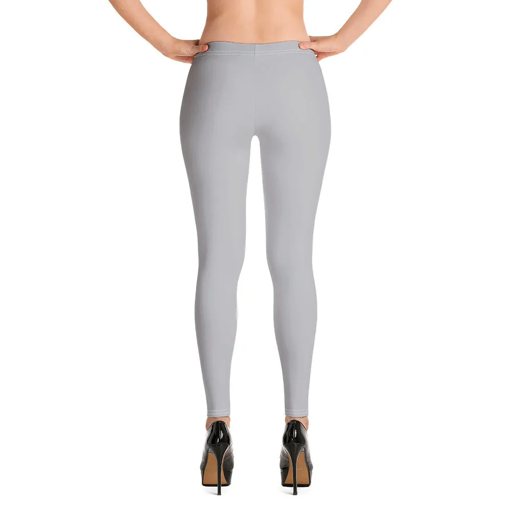 Light Gray Women's Casual Leggings, Premium Luxury Designer Women's Tights-Made in USA/EU