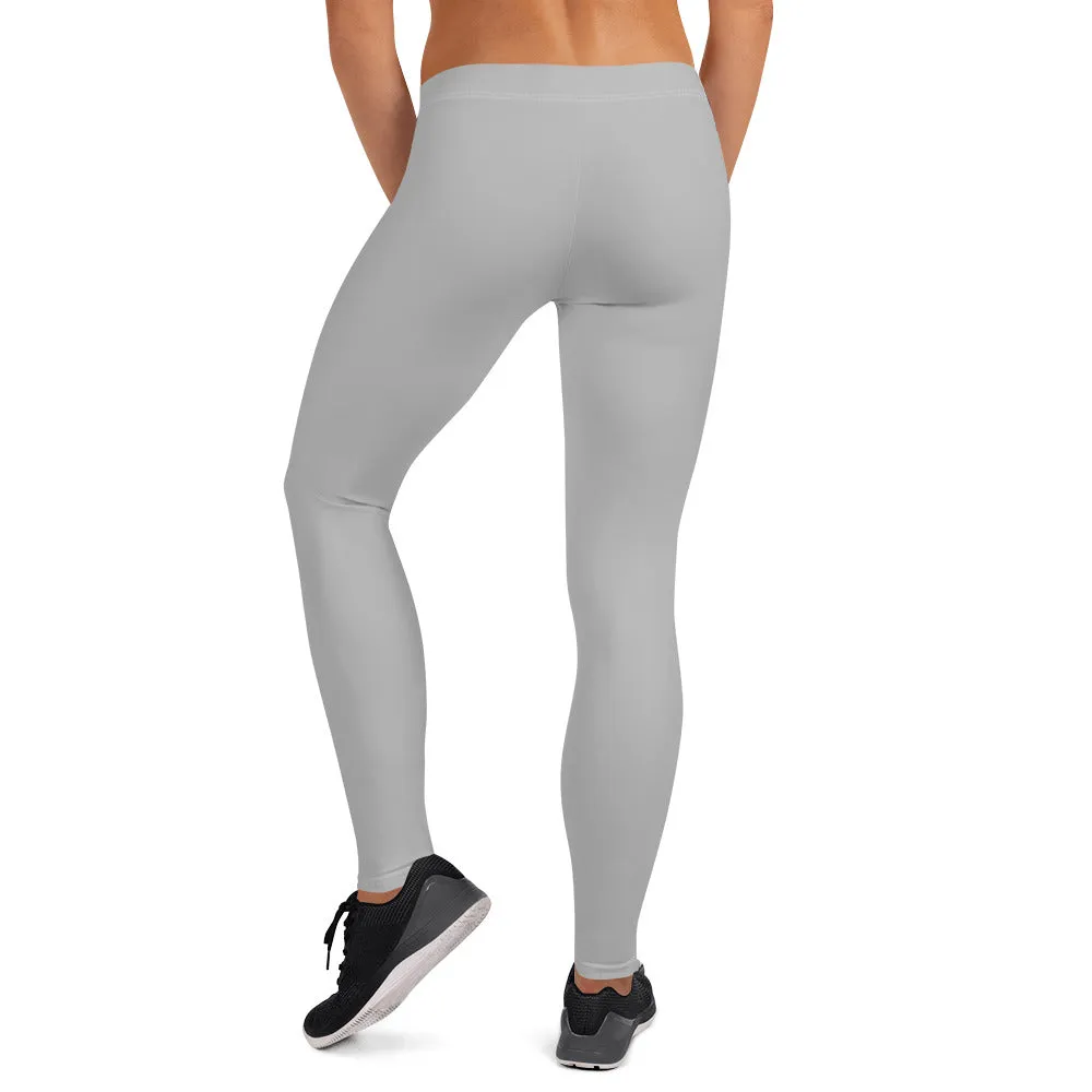Light Gray Women's Casual Leggings, Premium Luxury Designer Women's Tights-Made in USA/EU