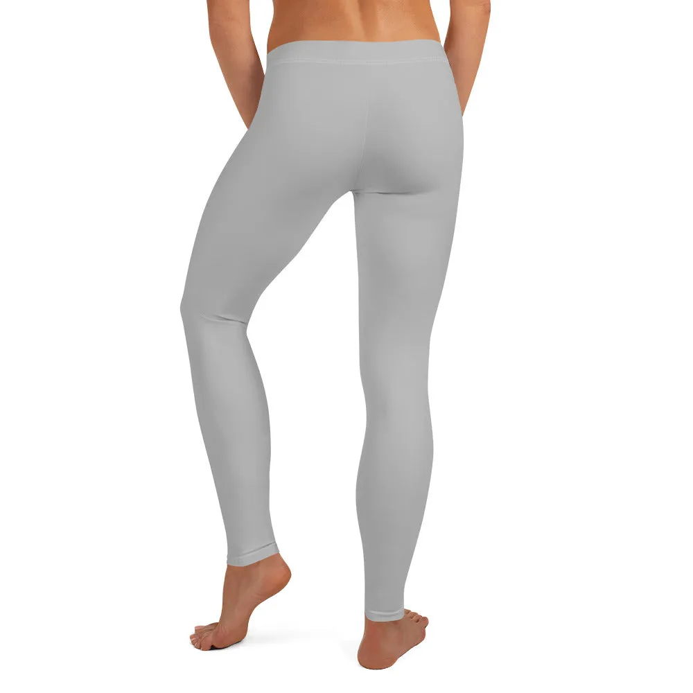 Light Gray Women's Casual Leggings, Premium Luxury Designer Women's Tights-Made in USA/EU