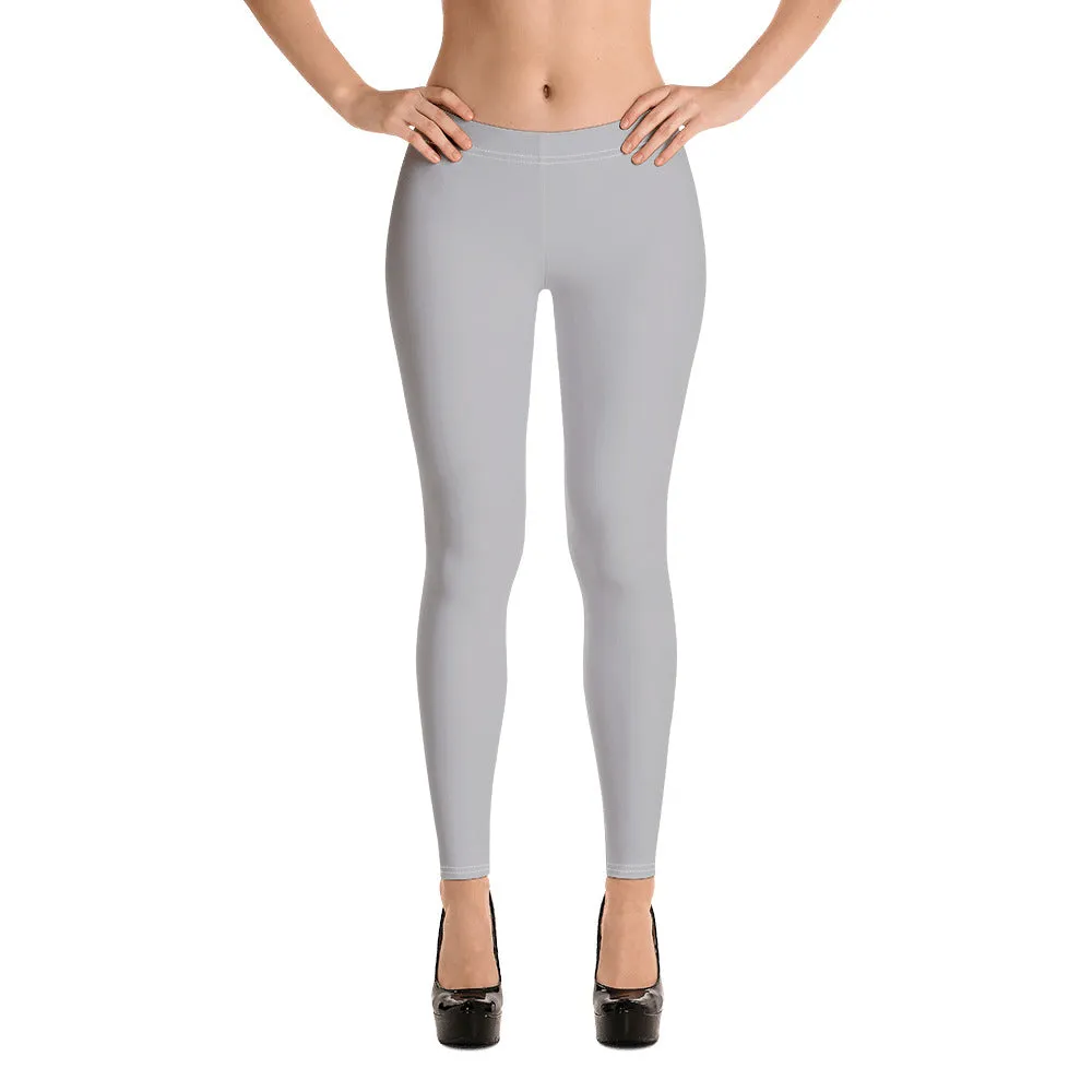 Light Gray Women's Casual Leggings, Premium Luxury Designer Women's Tights-Made in USA/EU