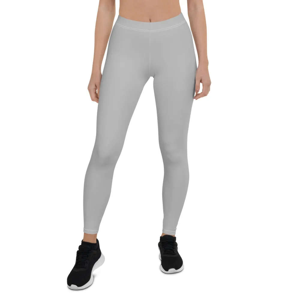 Light Gray Women's Casual Leggings, Premium Luxury Designer Women's Tights-Made in USA/EU