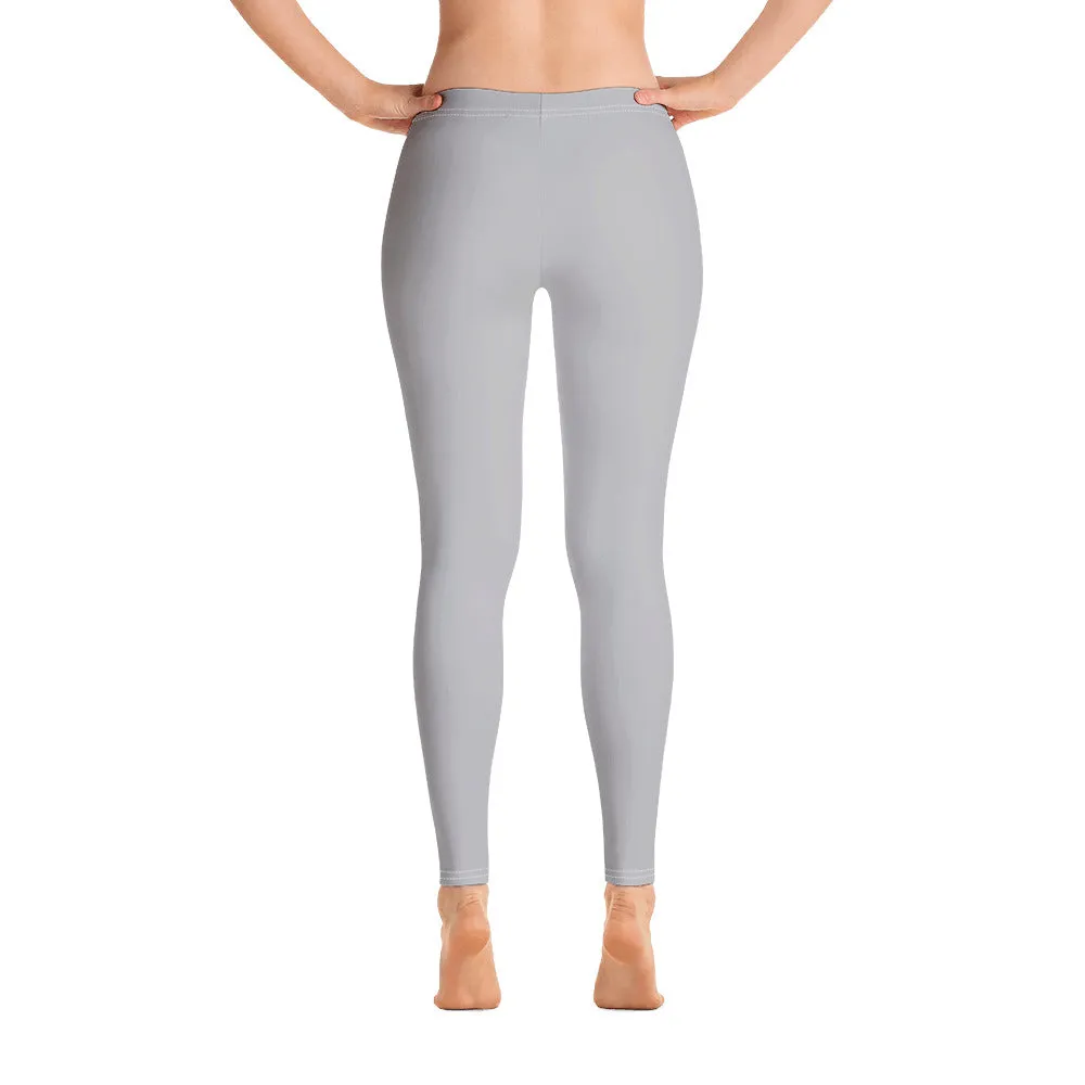 Light Gray Women's Casual Leggings, Premium Luxury Designer Women's Tights-Made in USA/EU