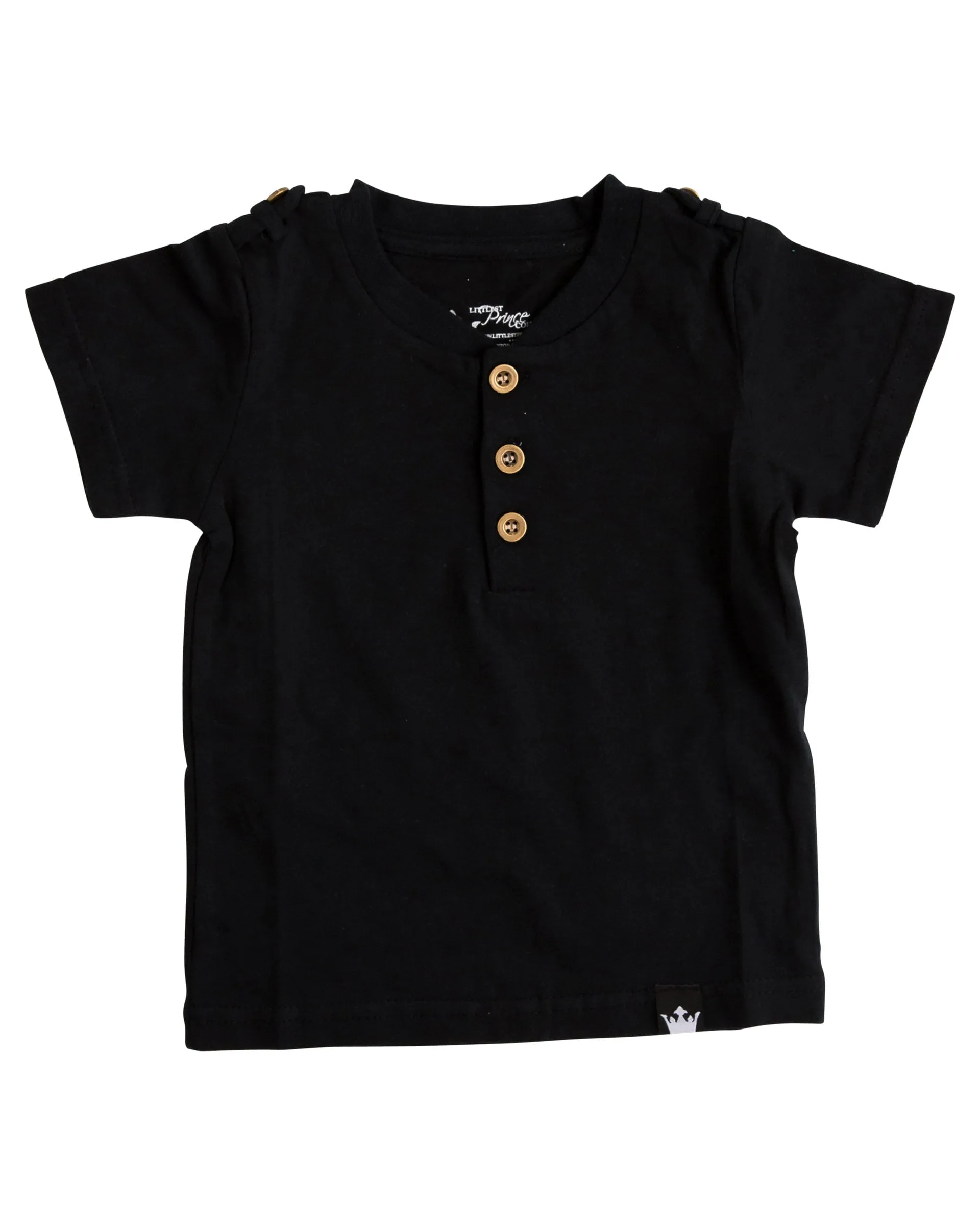 Littlest Prince Black Military Shoulder Shirt