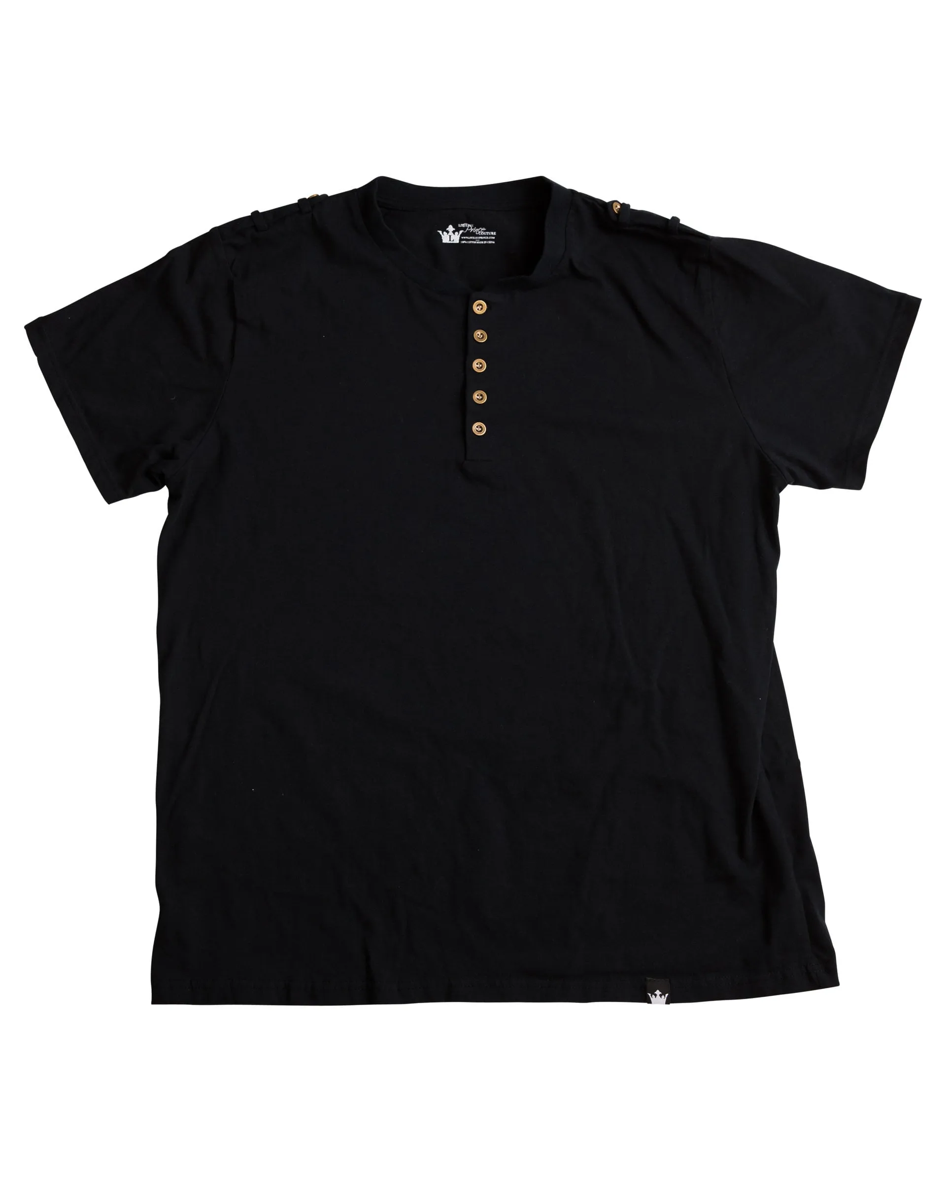 Littlest Prince Black Military Shoulder Shirt