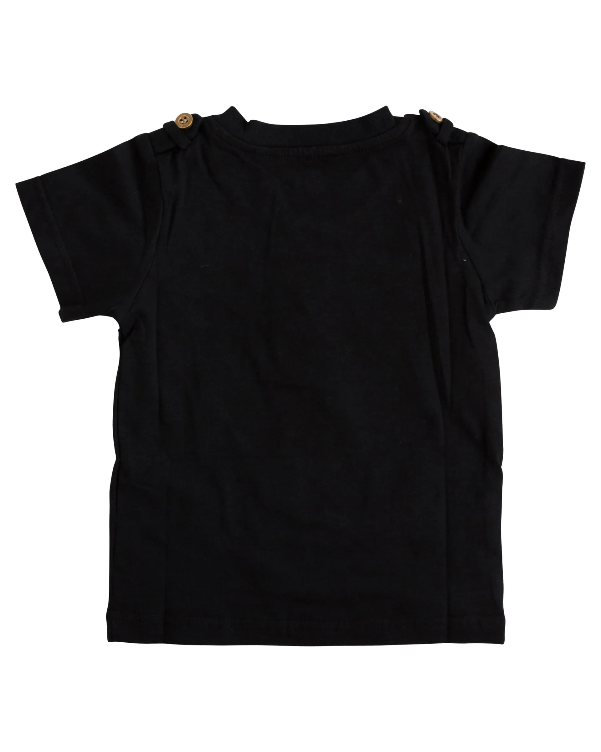 Littlest Prince Black Military Shoulder Shirt