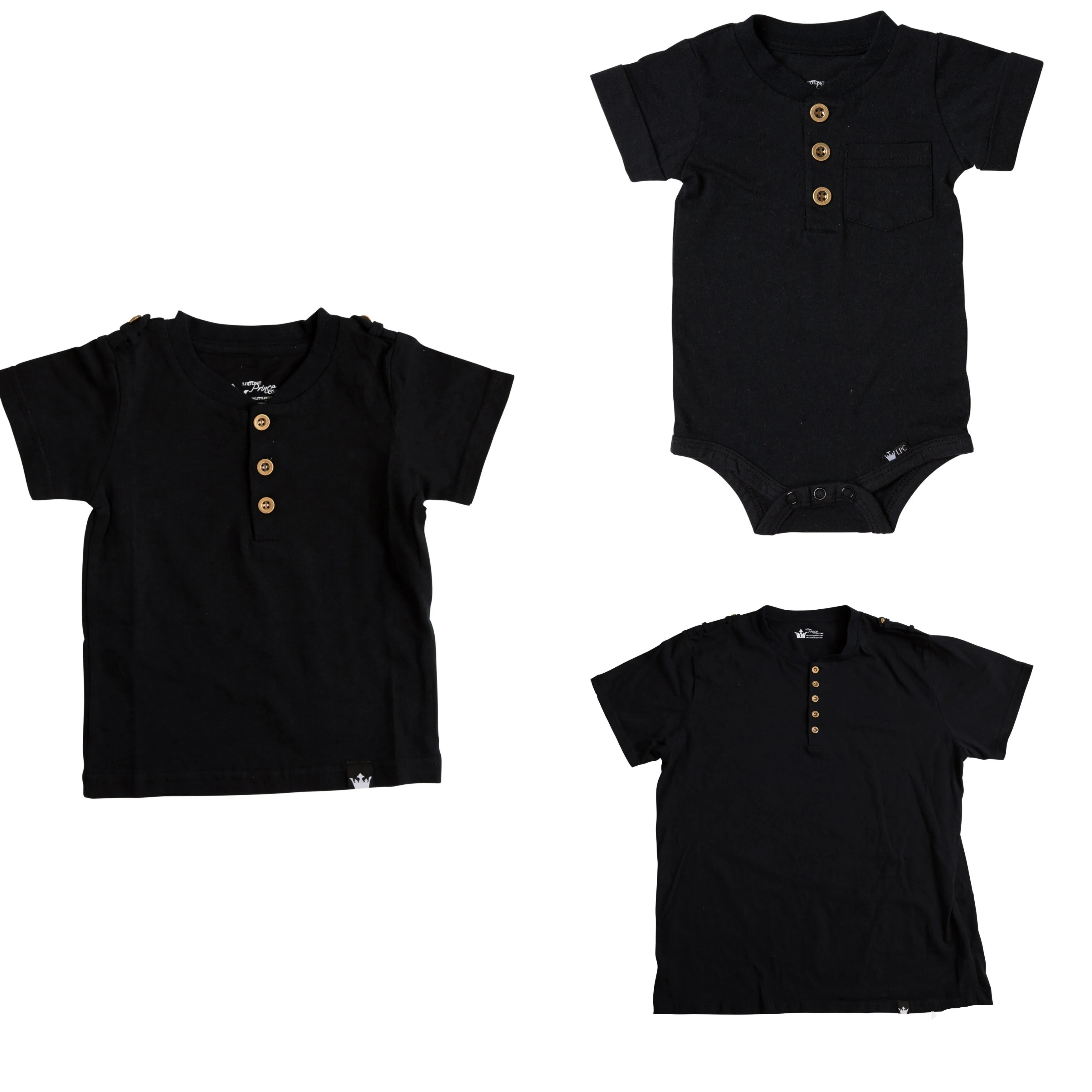 Littlest Prince Black Military Shoulder Shirt