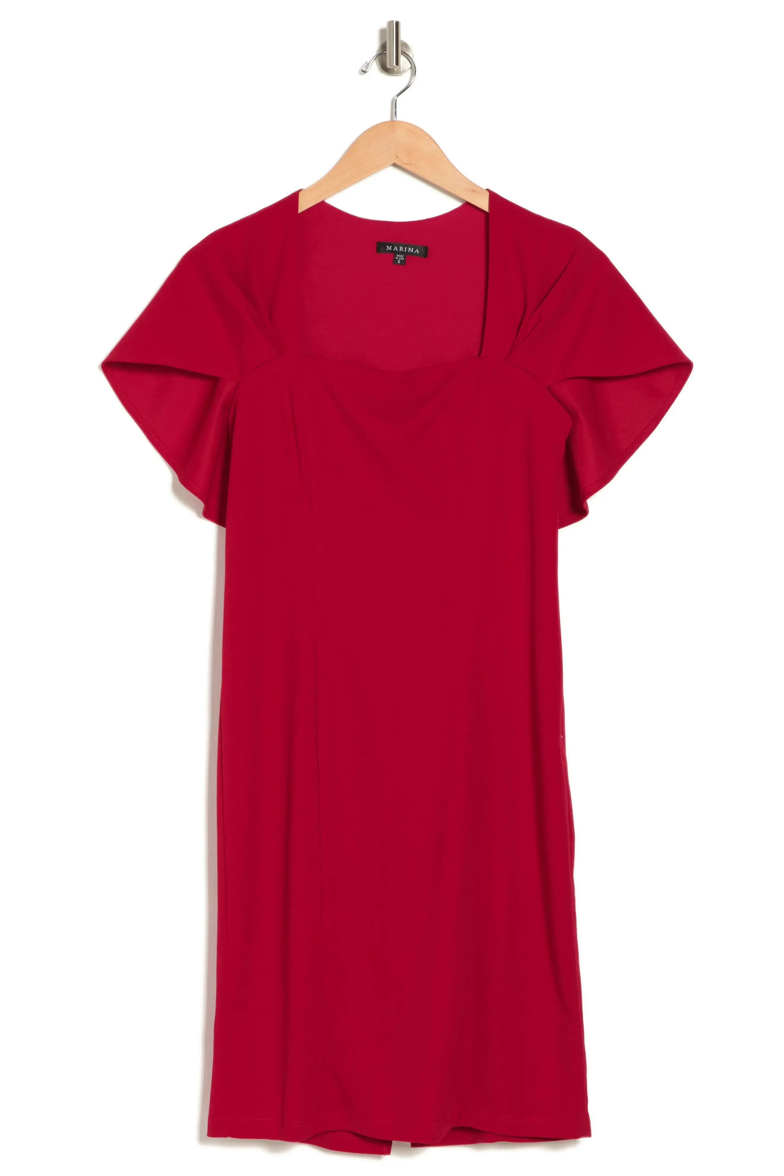 Marina Square Neck Capelet Crepe Dress