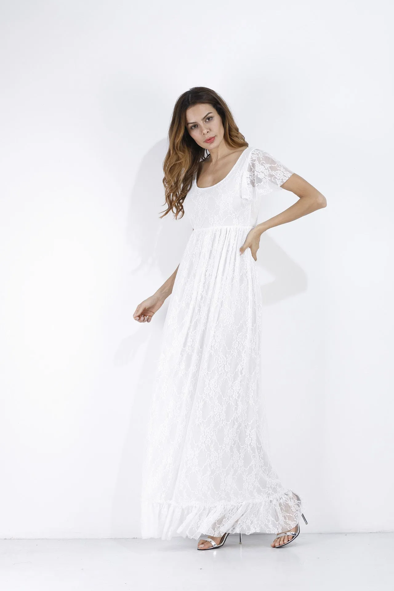Maternity Dress For Pregnant Women Photography, Short sleeve lace Dress