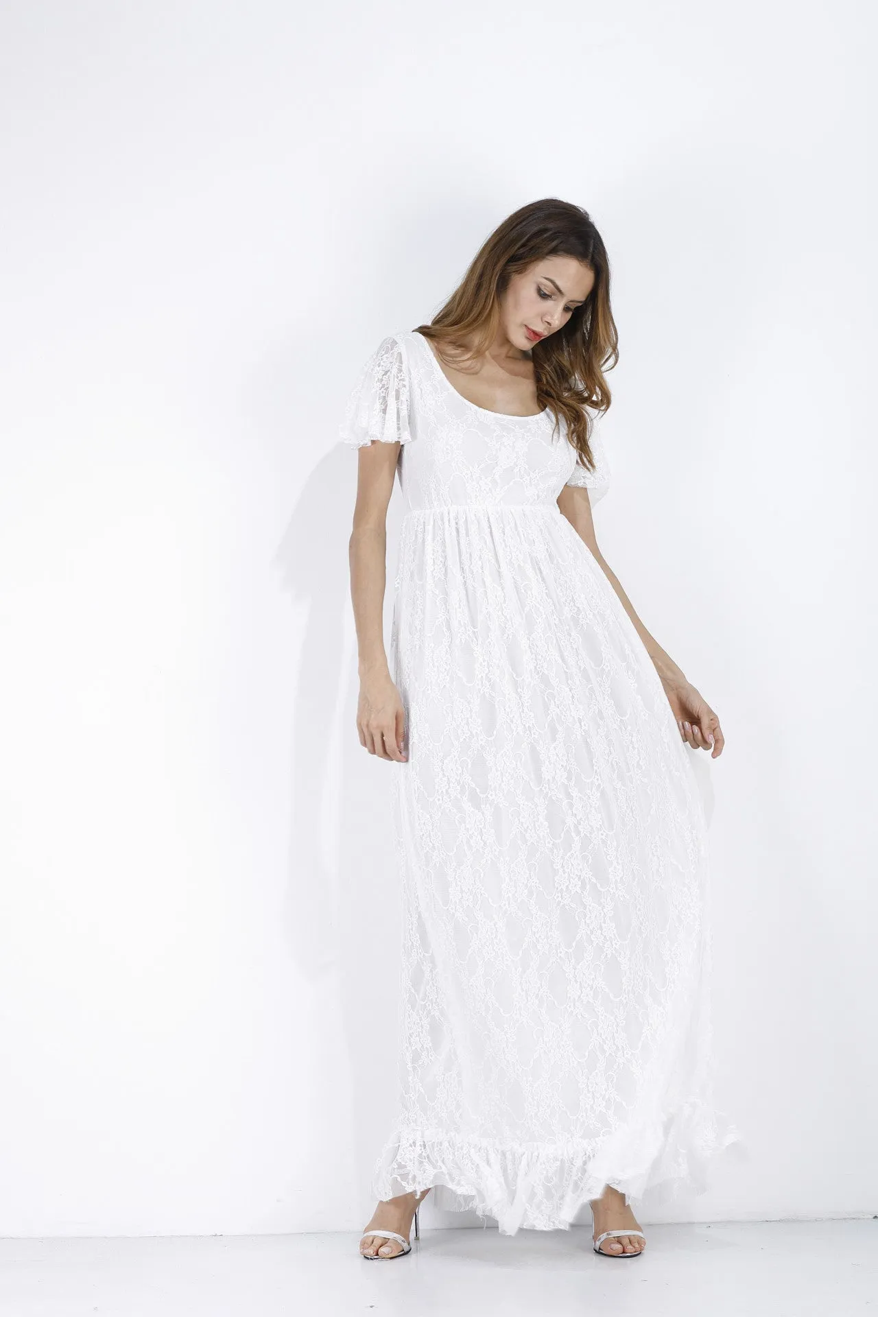 Maternity Dress For Pregnant Women Photography, Short sleeve lace Dress