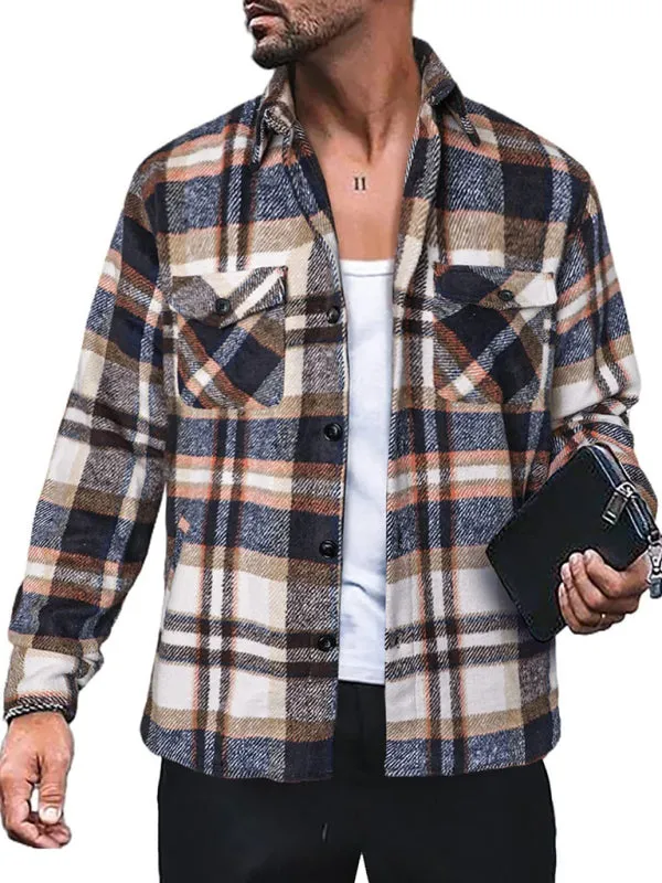 Men's Plaid Shirt Long Sleeve Button Down