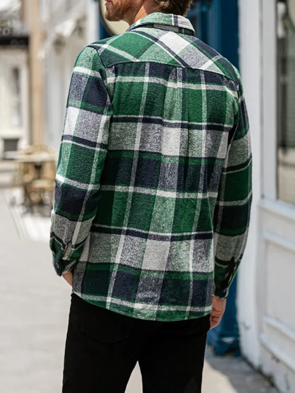 Men's Plaid Shirt Long Sleeve Button Down