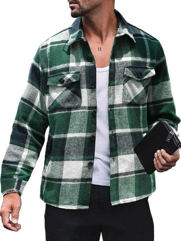 Men's Plaid Shirt Long Sleeve Button Down