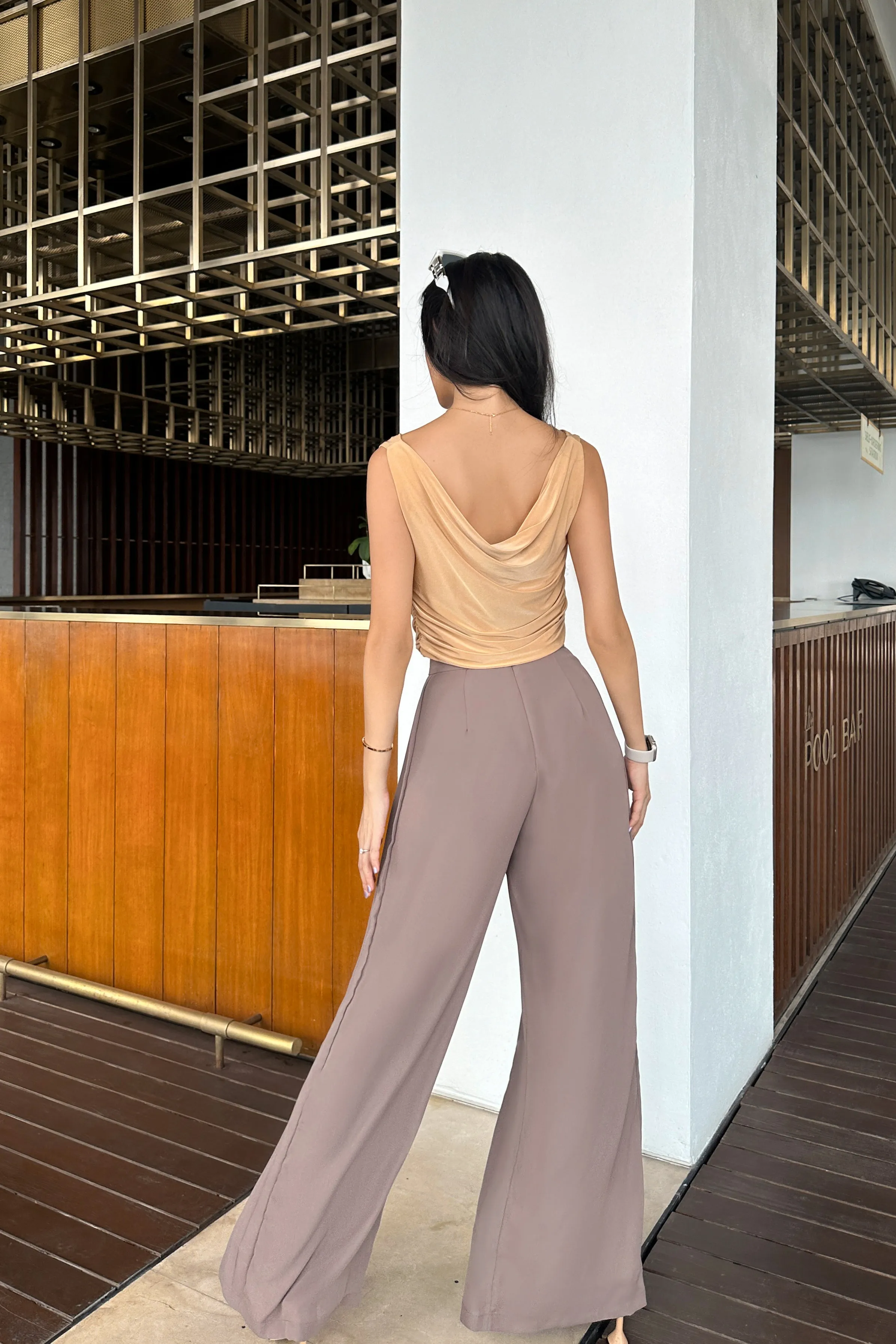 Mia Cowl Neck Top in Nude