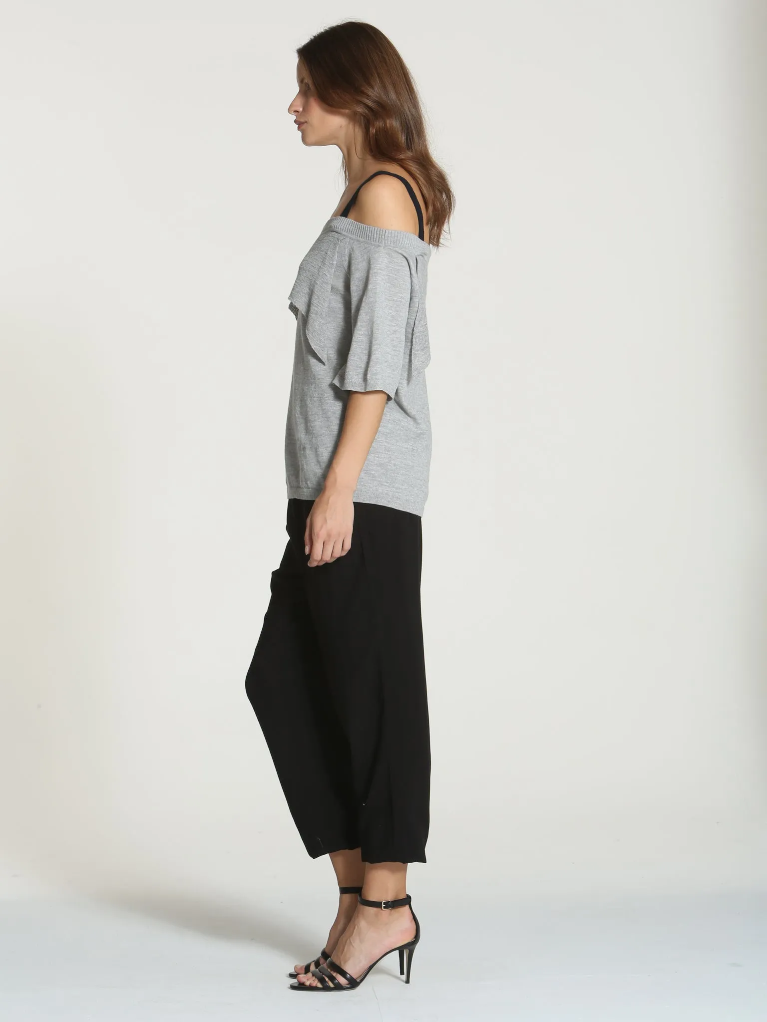 Off Shoulder Ruffle - Grey