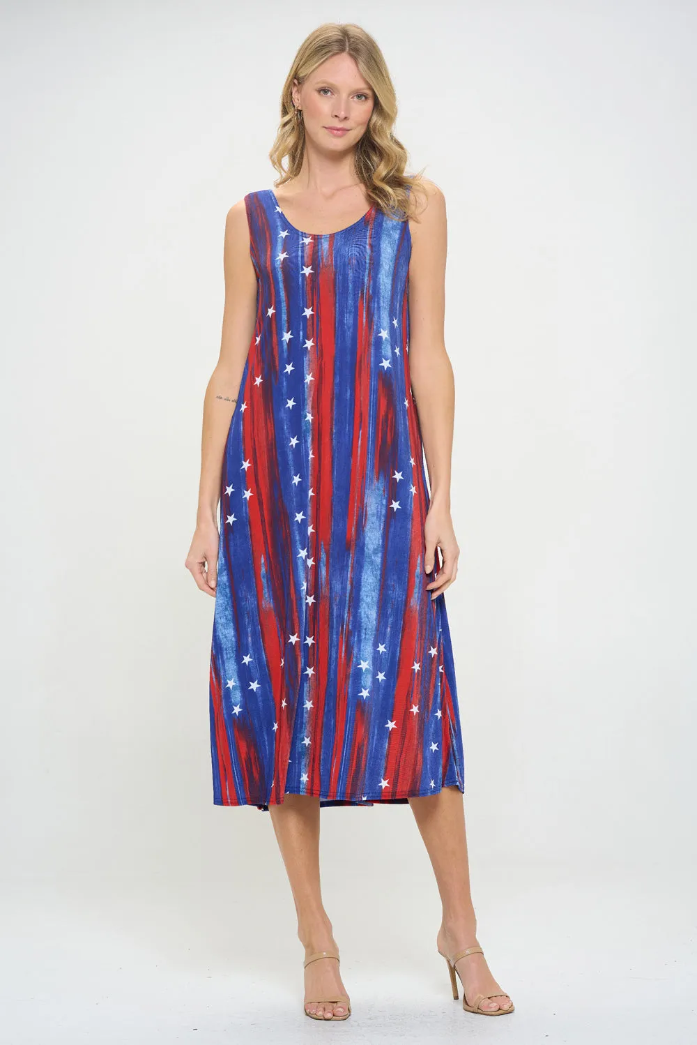 Print  Long Tank Dress-7000BN-TRD1-D005