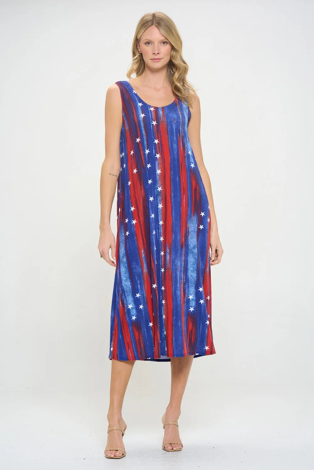Print  Long Tank Dress-7000BN-TRD1-D005