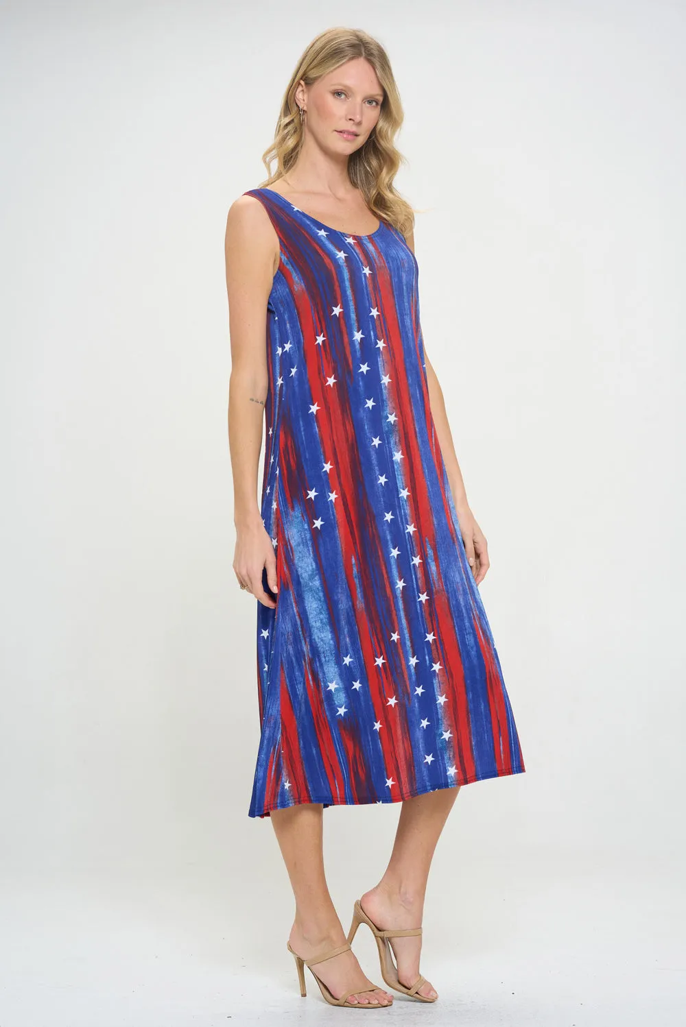 Print  Long Tank Dress-7000BN-TRD1-D005