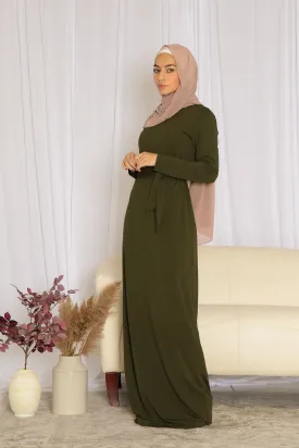 Sheath Spandex Maxi Dress - Deep Olive