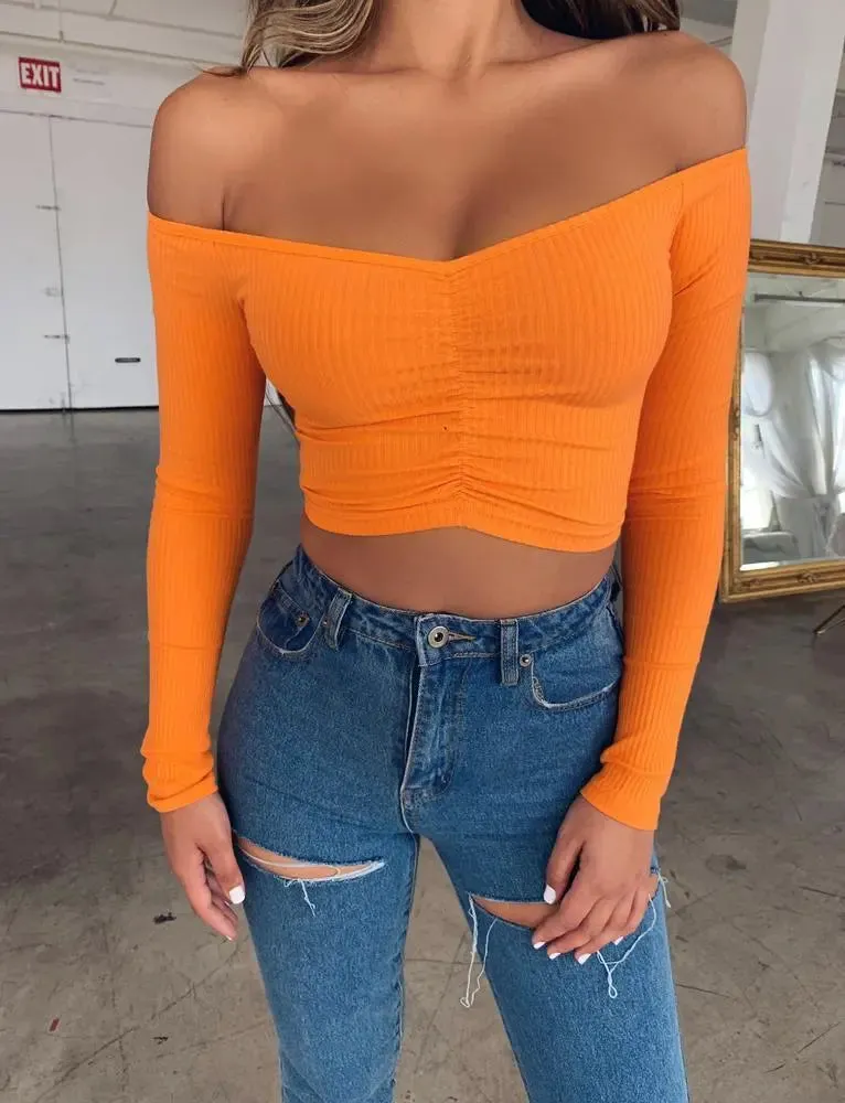 Short cropped shoulder top