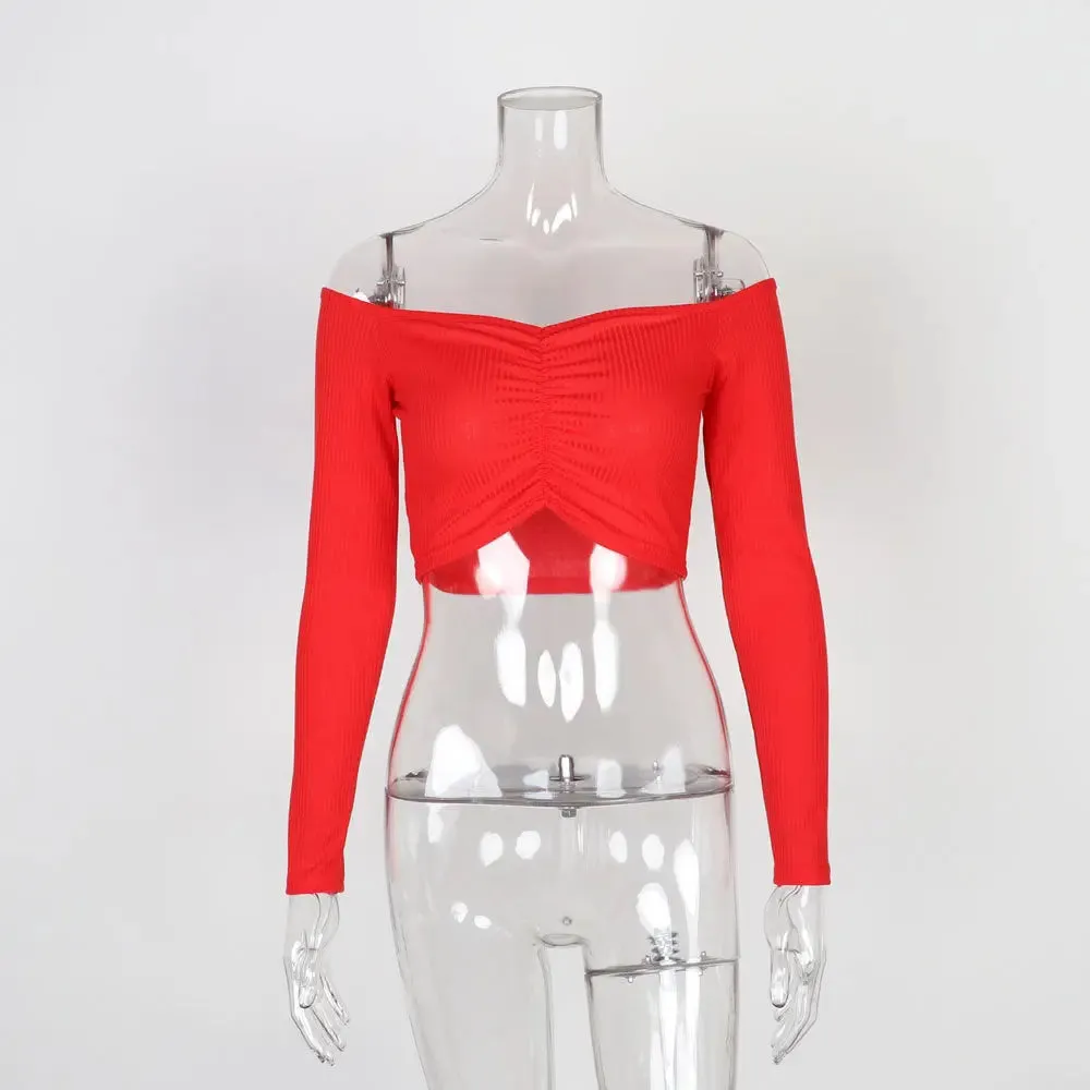Short cropped shoulder top