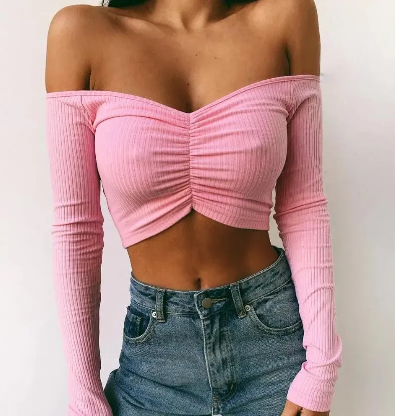 Short cropped shoulder top