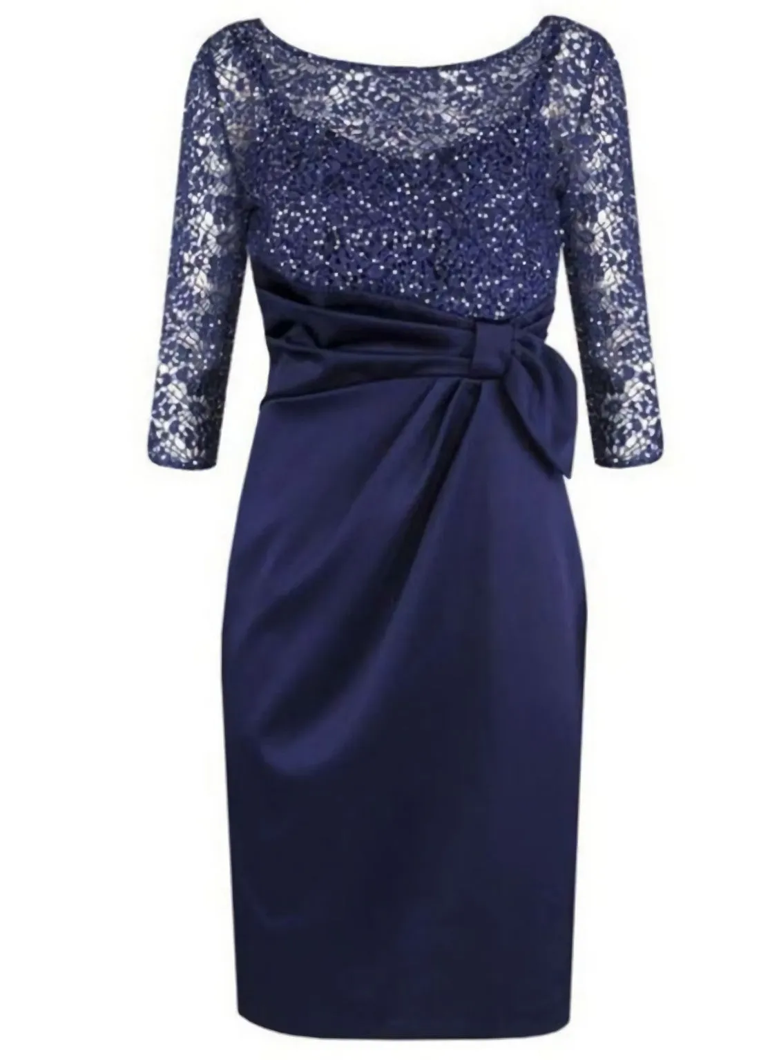 Short Zipper Sheath Homecoming Dress Bateau Beading Homecoming Dress Short Mini 3/4 Sleeves Satin Homecoming Dress