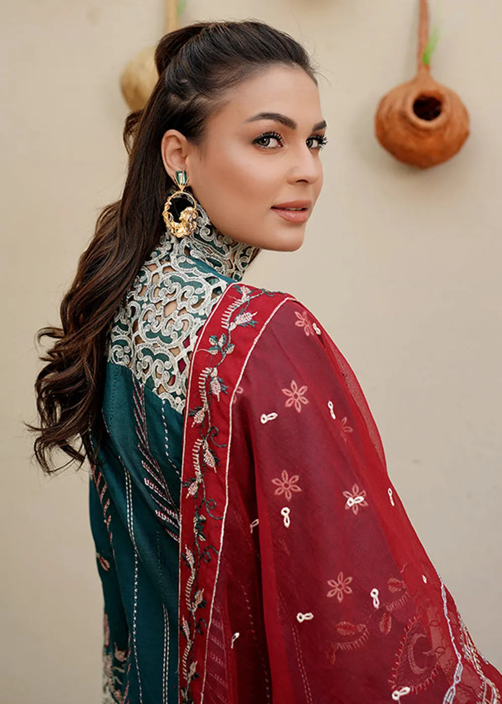 Teal Green Lawn Dress - Bahaar Luxury Lawn '23 by Mariyam's - Muntaha B-1018